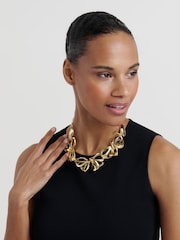 Ted Baker Gold Tone Leona: Abstract Leaf Statement Necklace - Image 4 of 8