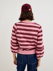 Oliver Bonas Pink Striped Lantern Sleeve Sweatshirt - Image 2 of 8