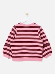 Oliver Bonas Pink Striped Lantern Sleeve Sweatshirt - Image 4 of 8