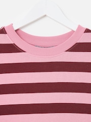 Oliver Bonas Pink Striped Lantern Sleeve Sweatshirt - Image 5 of 8