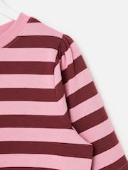 Oliver Bonas Pink Striped Lantern Sleeve Sweatshirt - Image 6 of 8