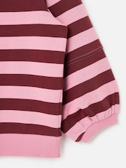 Oliver Bonas Pink Striped Lantern Sleeve Sweatshirt - Image 7 of 8