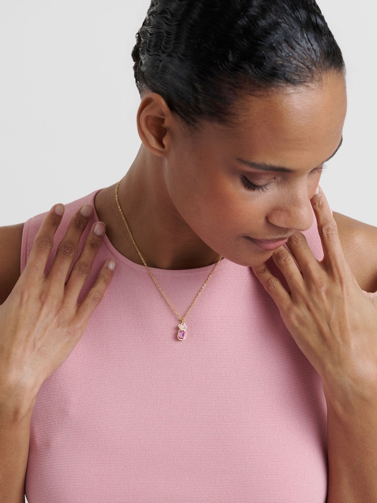 Ted Baker Pink Crystal Gold Tone Miley: Cluster Pendant - Image 1 of 5 Ted Baker Pink Crystal Gold Tone Miley: Cluster Pendant - Image 1 of 5