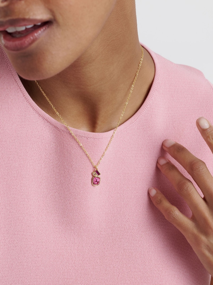Ted Baker Pink Crystal Gold Tone Miley: Cluster Pendant - Image 2 of 5 Ted Baker Pink Crystal Gold Tone Miley: Cluster Pendant - Image 2 of 5