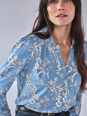 Pure Collection Blue Viscose Jersey V-Neck Shirt - Image 3 of 3