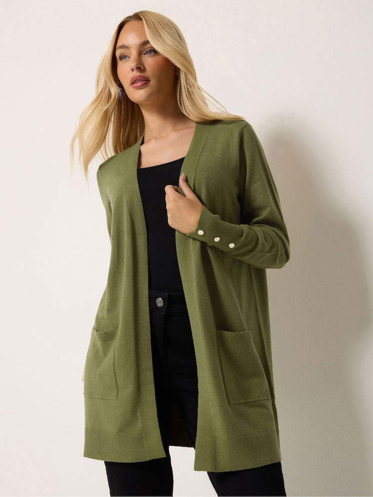 M&Co Green Button Detail Midi Cardigan - Image 1 of 6 M&Co Green Button Detail Midi Cardigan - Image 1 of 6