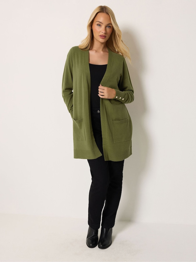 M&Co Green Button Detail Midi Cardigan - Image 2 of 6 M&Co Green Button Detail Midi Cardigan - Image 2 of 6