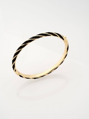 Ted Baker Black Gold Tone Trinity: Twist Enamel Hinged Bangle Bracelet - Image 1 of 7