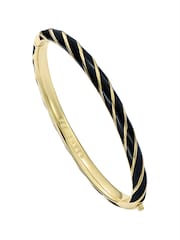 Ted Baker Black Gold Tone Trinity: Twist Enamel Hinged Bangle Bracelet - Image 3 of 7
