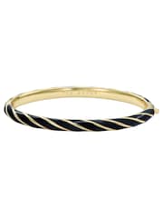Ted Baker Black Gold Tone Trinity: Twist Enamel Hinged Bangle Bracelet - Image 4 of 7