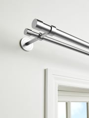 Brushed Silver Extendable Double Curtain & Voile Pole Kit - Image 3 of 3