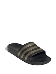 adidas Black/Gold Sportswear Adilette Aqua Slides - Image 2 of 9