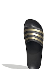 adidas Black/Gold Sportswear Adilette Aqua Slides - Image 6 of 9