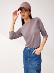 Grey Crew Neck Raglan Long Sleeve Top - Image 1 of 4