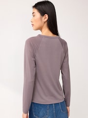 Grey Crew Neck Raglan Long Sleeve Top - Image 3 of 4