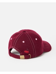 Oliver Bonas Red Embroidered Cherry & Brushed Cap Hat - Image 3 of 6