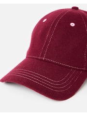 Oliver Bonas Red Embroidered Cherry & Brushed Cap Hat - Image 5 of 6