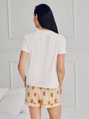 Chelsea Peers Yellow Lobster Stripe Graphic Tee Short Pyjama Set - Image 3 of 6