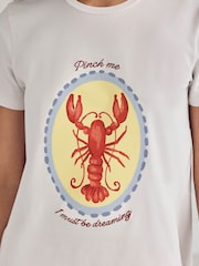 Chelsea Peers Yellow Lobster Stripe Graphic Tee Short Pyjama Set - Image 4 of 6
