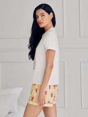 Chelsea Peers Yellow Lobster Stripe Graphic Tee Short Pyjama Set - Image 5 of 6