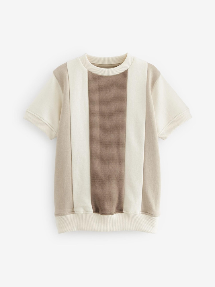 Neutral Vertical Textured Colourblock Top (3-16yrs) - Image 1 of 3