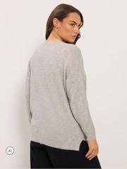 Yours Curve Natural Knitted V-Neckline Jumper - Image 3 of 6