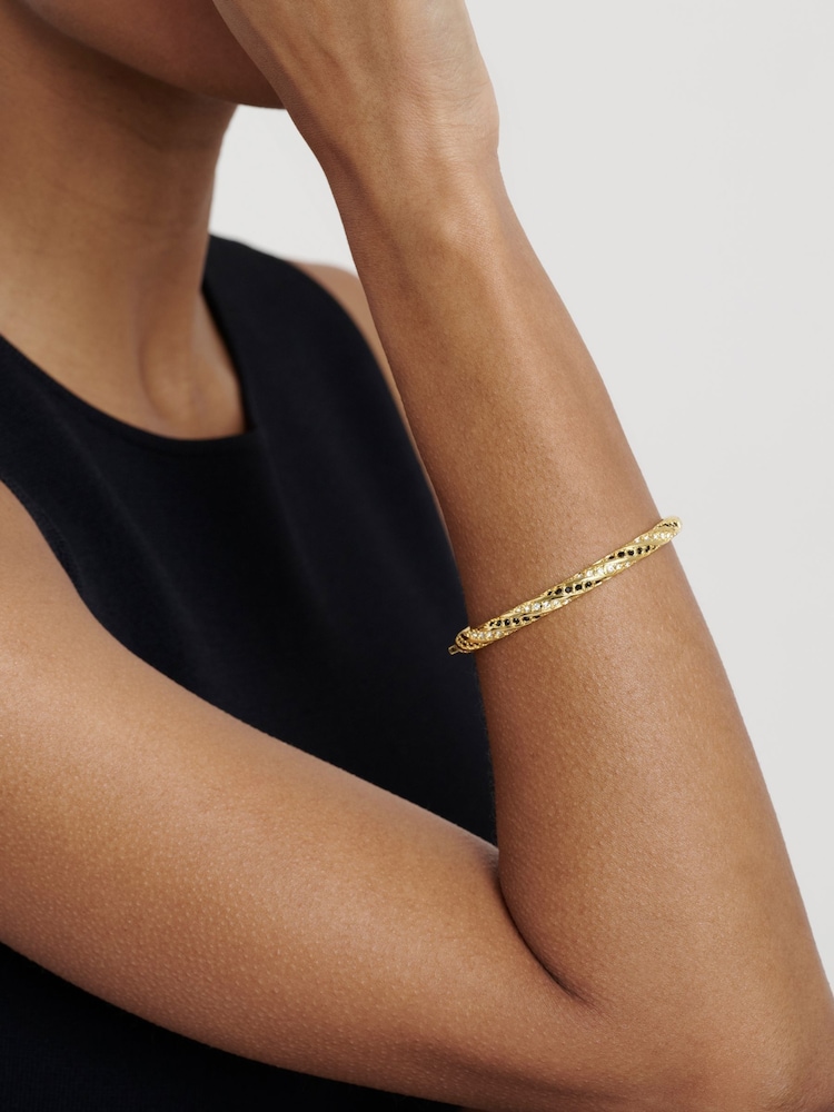 Ted Baker Black Crystal  Gold Tone Torvi: Crystal Twist Hinged Bangle Bracelet - Image 1 of 7