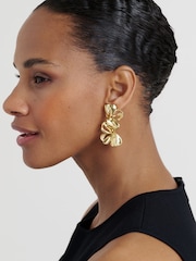 Ted Baker Gold Tone Leighanna: Abstract Leaf Drop Earrings - Image 3 of 7