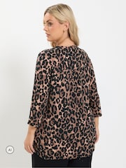 Yours Curve Brown Half Placket Shirt - Image 3 of 6