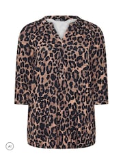 Yours Curve Brown Half Placket Shirt - Image 5 of 6