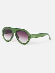 Oliver Bonas Green Oversized Aviator Style Sunglasses - Image 3 of 5
