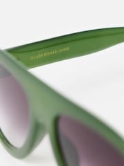 Oliver Bonas Green Oversized Aviator Style Sunglasses - Image 5 of 5