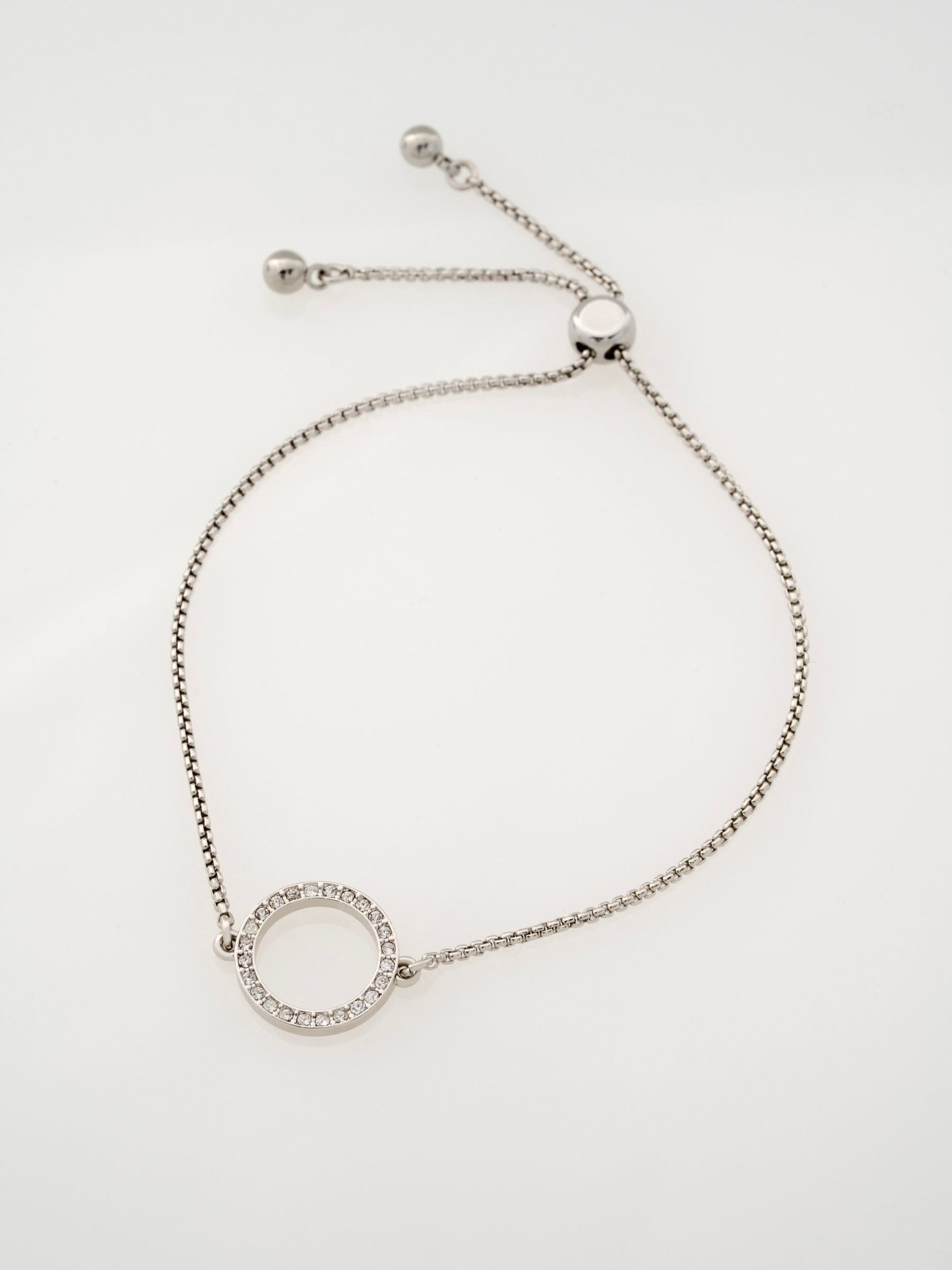 Ted Baker Unisex Kids Clear Crystal Silver Tone Hela: Crystal Hoop Adjustable Bracelet