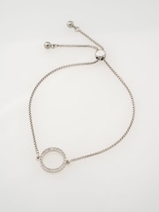 Ted Baker Clear Crystal Silver Tone Hela: Crystal Hoop Adjustable Bracelet - Image 1 of 7