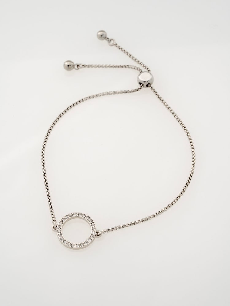 Ted Baker Clear Crystal Silver Tone Hela: Crystal Hoop Adjustable Bracelet - Image 1 of 7