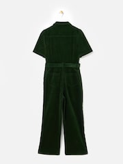 Oliver Bonas Green Corduroy Zip Up Short Sleeve Jumpsuit - Image 4 of 8