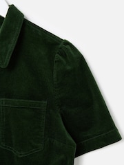 Oliver Bonas Green Corduroy Zip Up Short Sleeve Jumpsuit - Image 6 of 8
