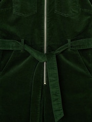 Oliver Bonas Green Corduroy Zip Up Short Sleeve Jumpsuit - Image 7 of 8