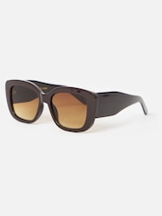 Oliver Bonas Brown Oversized Square Cat Eye Sunglasses - Image 3 of 4
