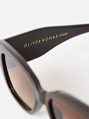 Oliver Bonas Brown Oversized Square Cat Eye Sunglasses - Image 4 of 4