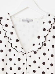 Oliver Bonas Polka Dot Scallop Collar Cotton Midi Dress - Image 3 of 6