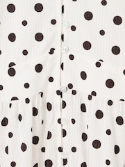Oliver Bonas Polka Dot Scallop Collar Cotton Midi Dress - Image 5 of 6