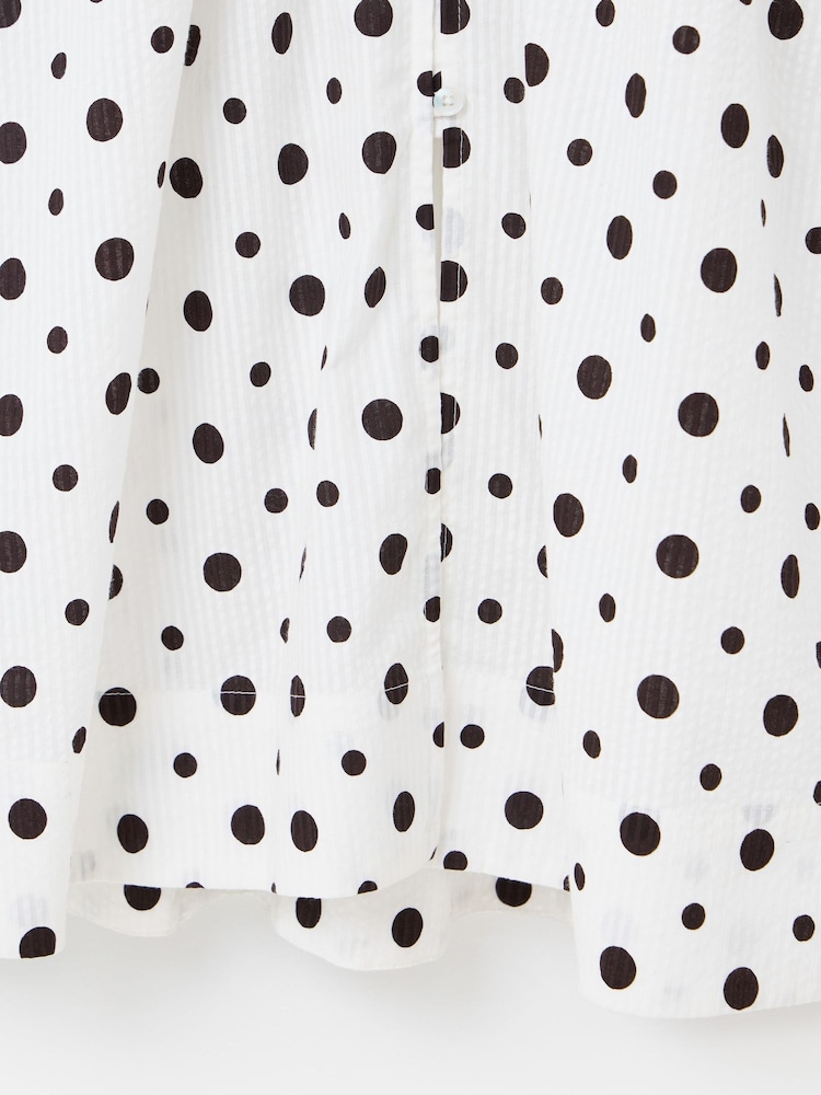 Oliver Bonas Polka Dot Scallop Collar Cotton Midi Dress - Image 6 of 6