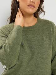 Yours Curve Khaki Green Crew Neck Soft Touch Jumper - Image 4 of 6