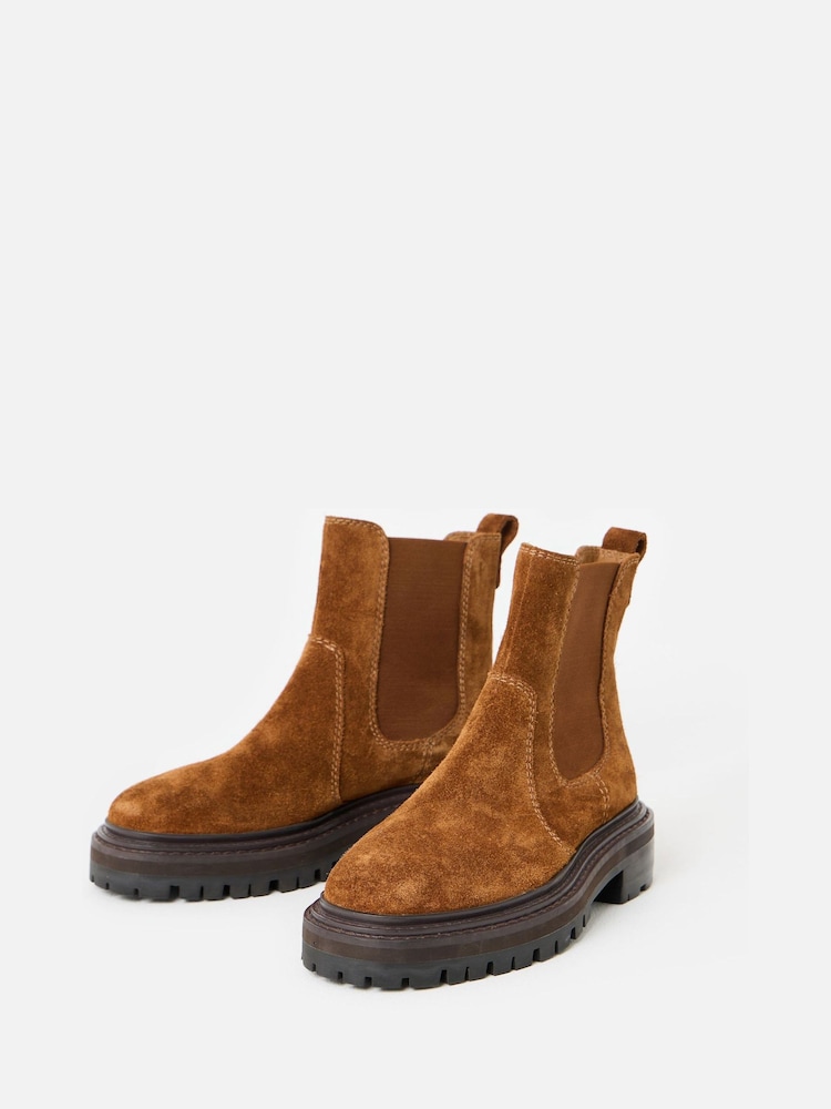 Oliver Bonas Tan Chunky Suede Chelsea Boots - صورة 1 من 6