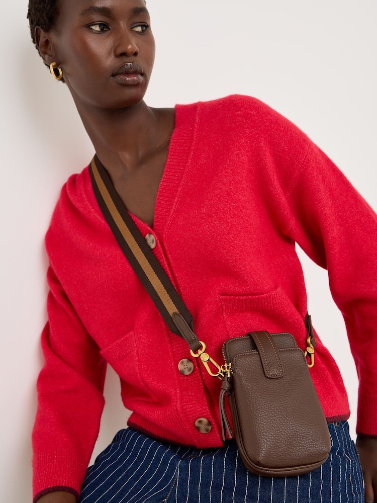 Oliver Bonas Brown Cross-Body Phone Bag - Image 1 of 7 Oliver Bonas Brown Cross-Body Phone Bag - Image 1 of 7