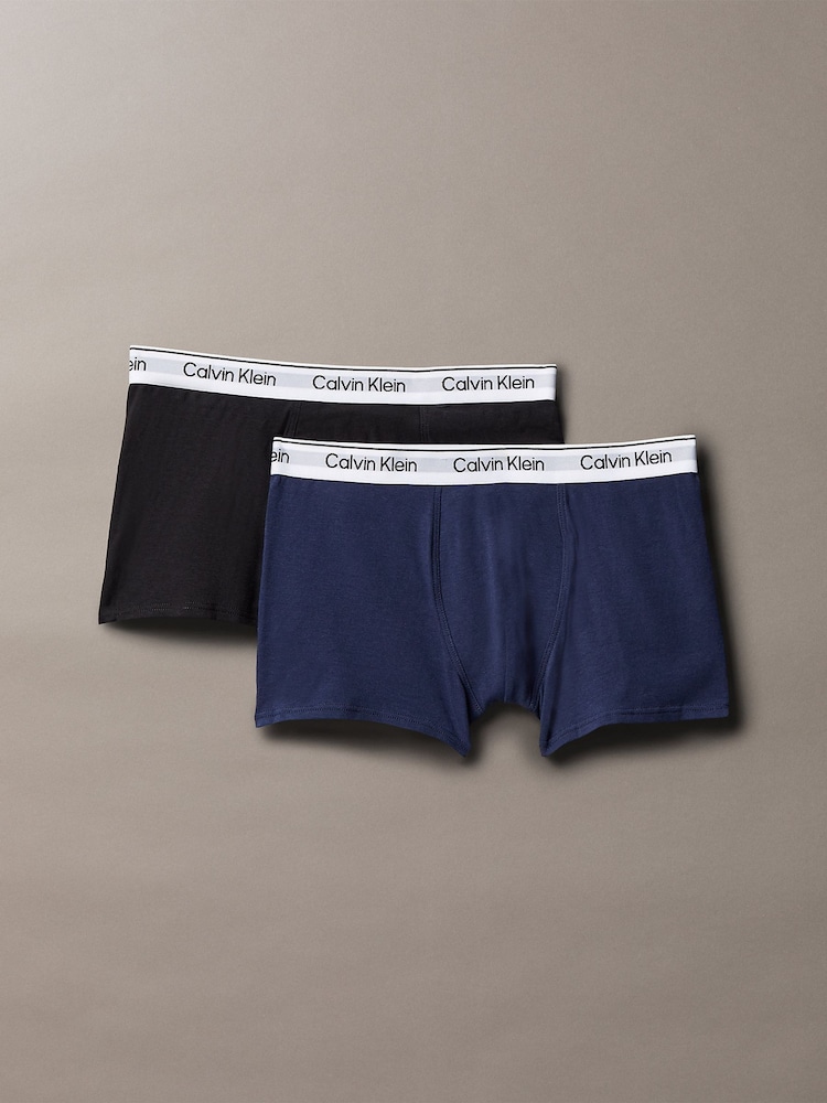 Calvin Klein Black Icon Cotton Stretch Trunks 2 Pack - Image 1 of 1 Calvin Klein Black Icon Cotton Stretch Trunks 2 Pack - Image 1 of 1