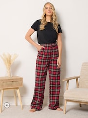 Long Tall Sally Red Check Cotton Wide Leg Pyjamas Bottoms - Image 1 of 6