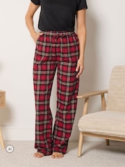 Long Tall Sally Red Check Cotton Wide Leg Pyjamas Bottoms - Image 2 of 6