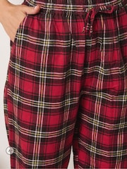 Long Tall Sally Red Check Cotton Wide Leg Pyjamas Bottoms - Image 4 of 6